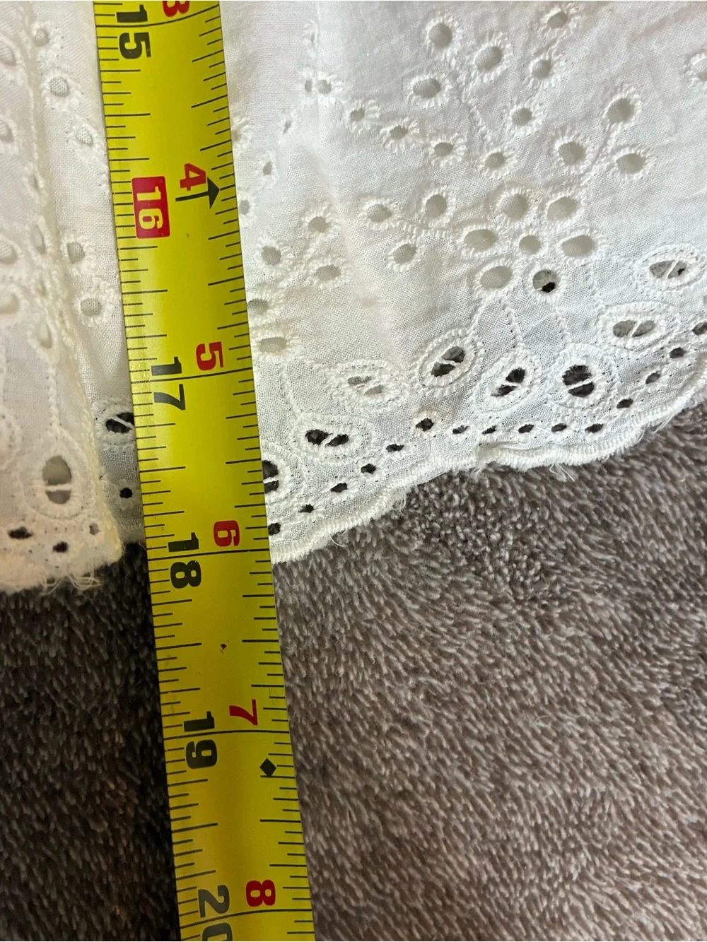 OshKosh B'gosh Denim Bib Jumper Overall Dress White Eyelet Size 18 Months